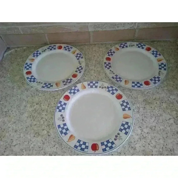 Vintage (Set Of 3) 1994 Newcor Stoneware Dinner Plates - Picture 1 of 6